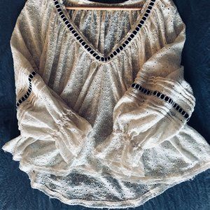 FREE PEOPLE DARCY EYELET BLOUSE IVORY
